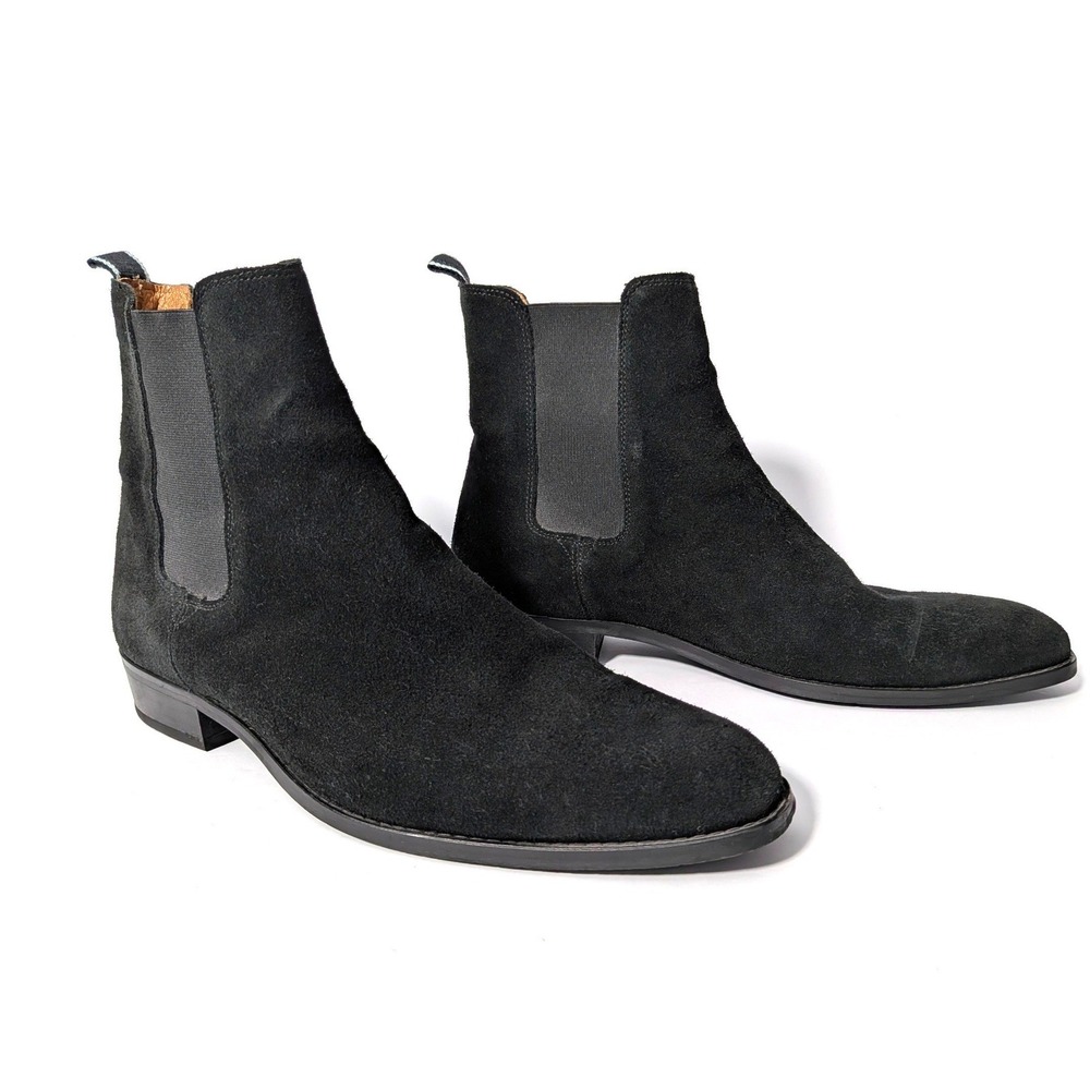 Shoe The Bear Eli Chelsea Boots Black Suede Leather Pointed Toe Mens 45 US 12‎